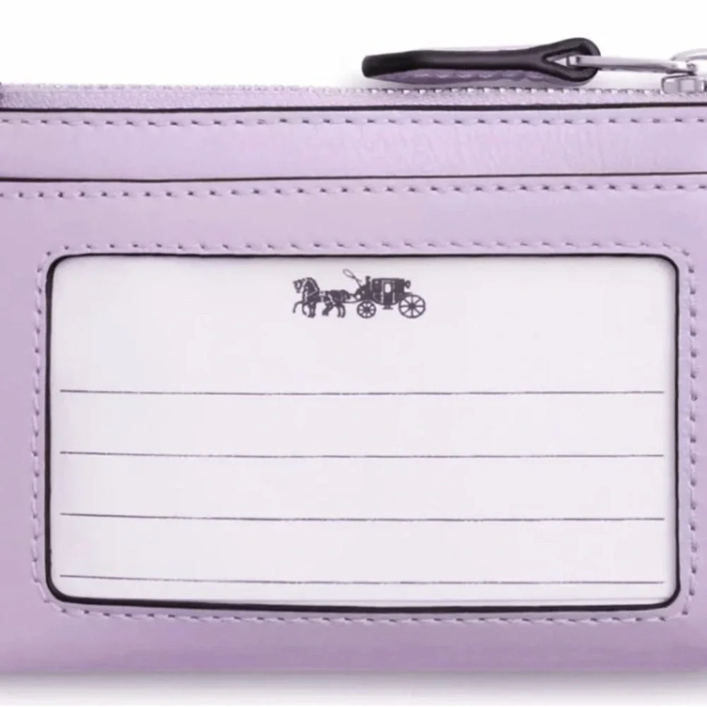 Coach Mini Skinny Id Case Light Amethyst Purple Glazed Leather & Silver Hardware